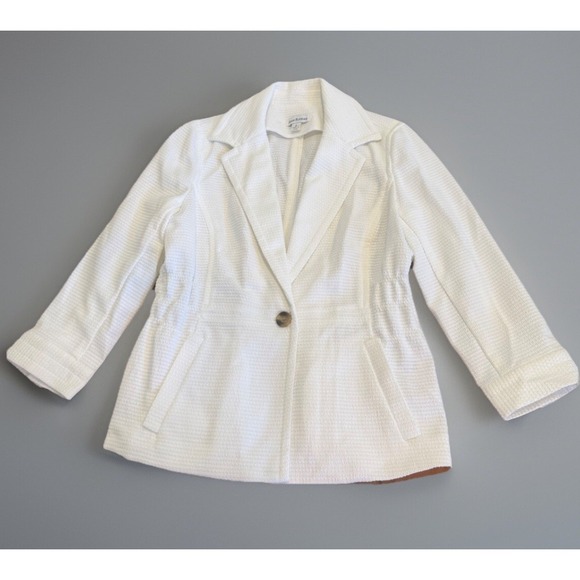 Joan Rivers VTG Jacket Blazer Waffle Stretch Yellow Lightweight Career 90s Small - Picture 1 of 7